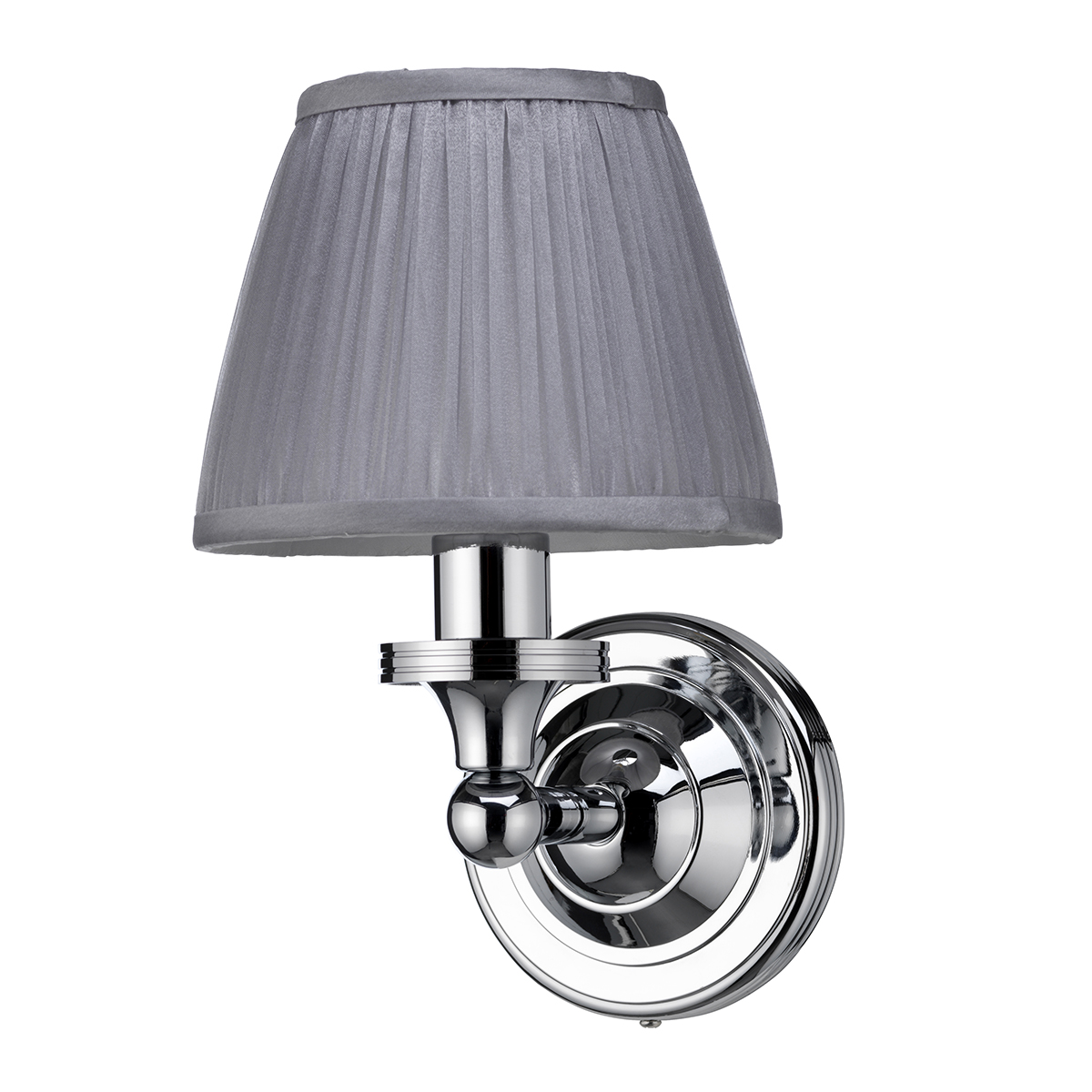 Burlington Round light with chrome base & silver chiffon shade
